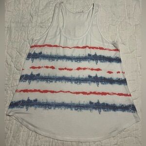 Phil Love Women's Tie-Dye Sleeveless Tank Top red white blue Scoop Neck America